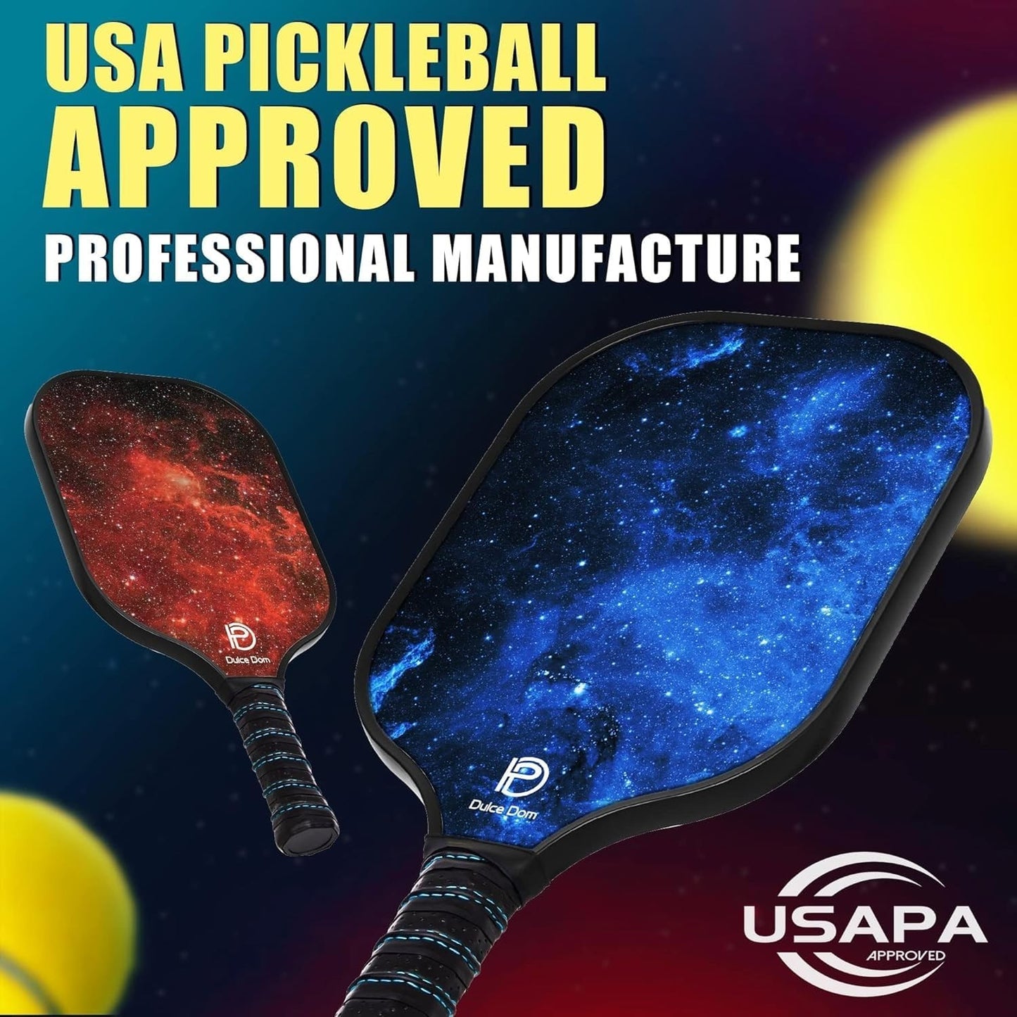 Pickleball Paddle Set of 2/4 - USAPA Approved Fiberglass Graphite Rackets + Bag,4
