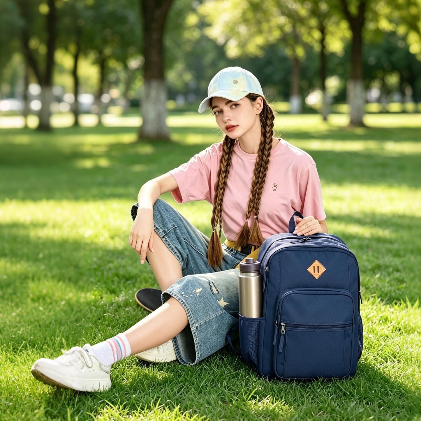 Water Resistant Large Travel Backpack for College, School, Men & Women Navy6