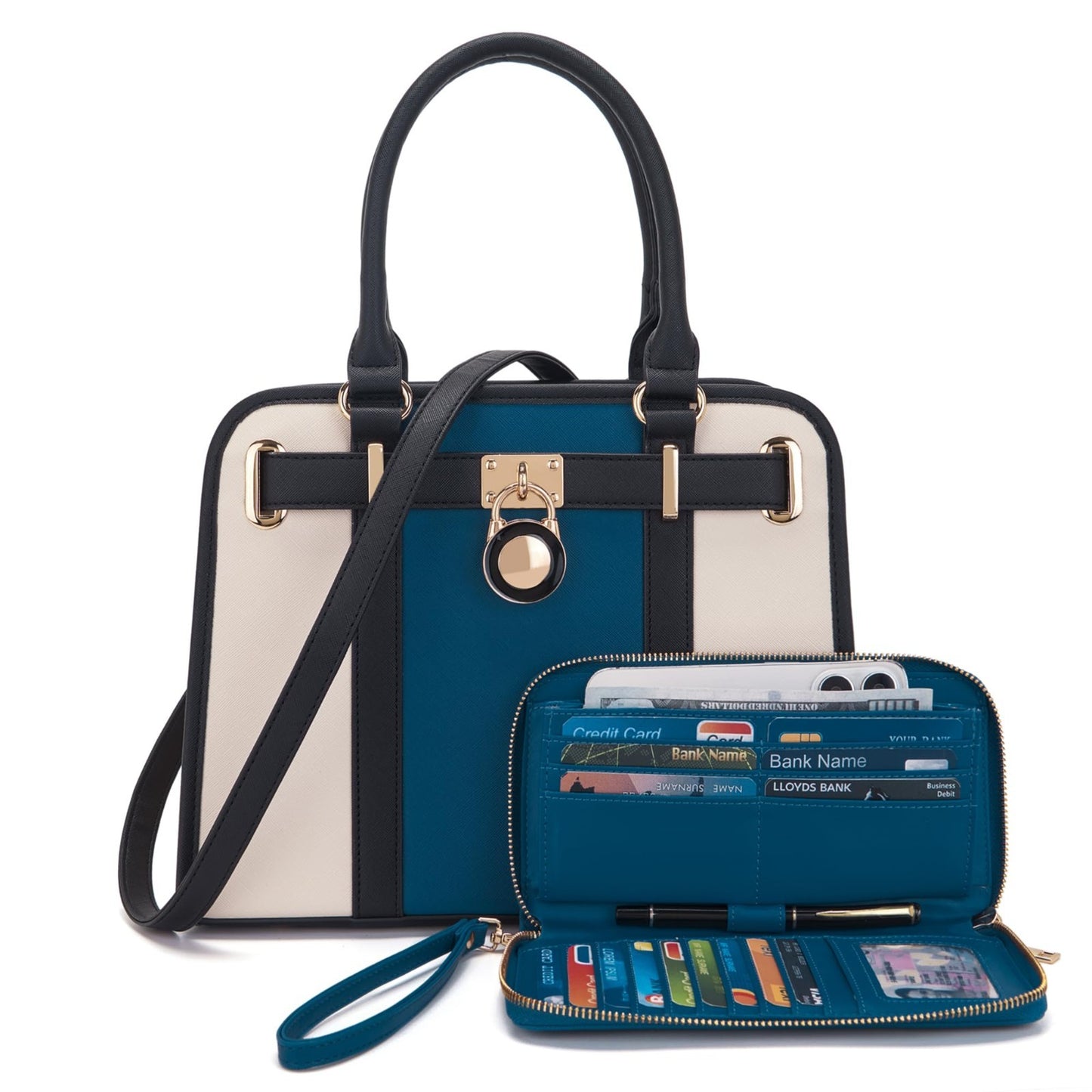 Stylish Structured Satchel Tote Handbag Set for Women with RFID Wallet - Fashion5