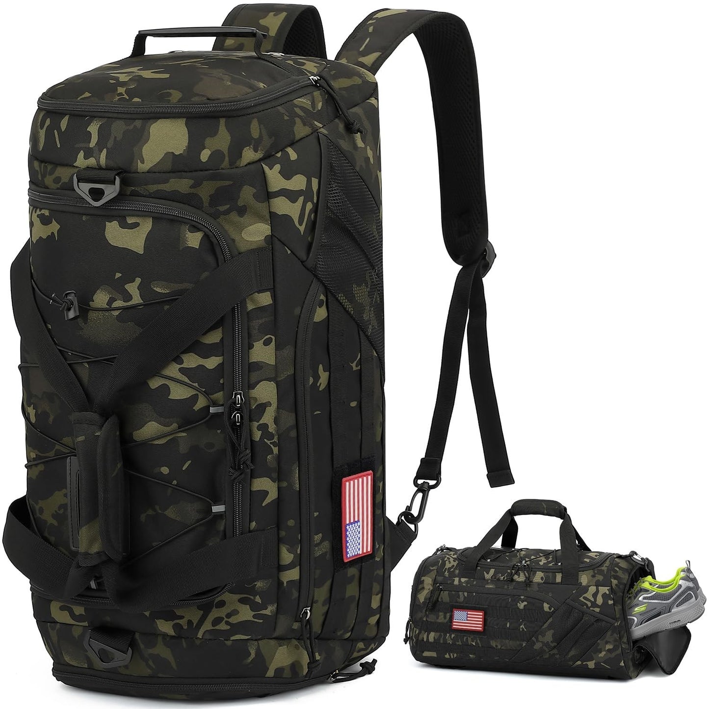 Multi Functional 45L Tactical Gym Duffle Backpack Shoe Compartment, Wet Pocket8