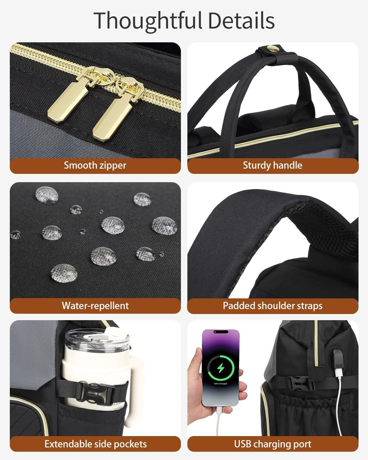 Stylish Laptop Backpack for Women USB Charging, Cup Holder, Travel Bag, Colleg5