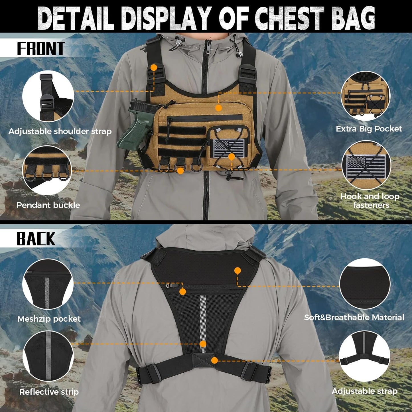 Men's Outdoor Chest Bag - Versatile EDC Holster for Running, Hiking, Travel5