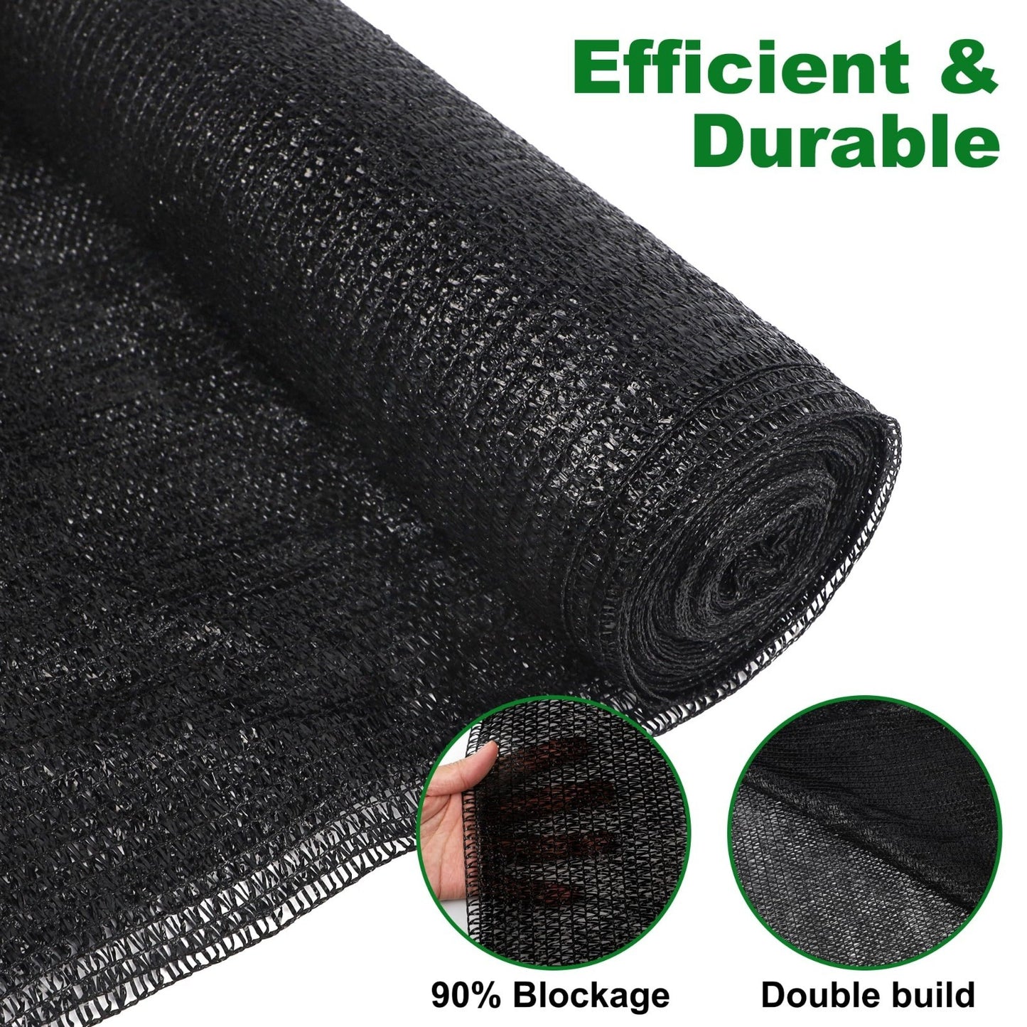 120x6 FT Outdoor Shade Cloth - 90% Black Mesh Tarp, UV Resistant Fabric for Gard7