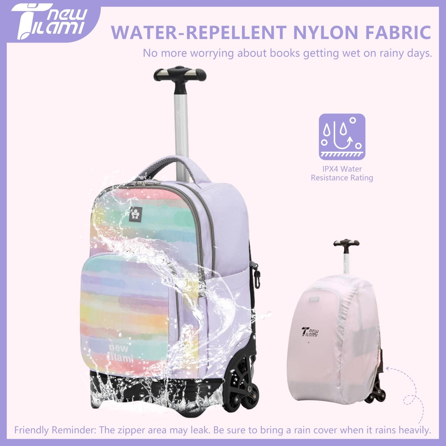 18 Inch Rolling Backpack with Lunch Bag for Kids School Travel Bag for Boys &8