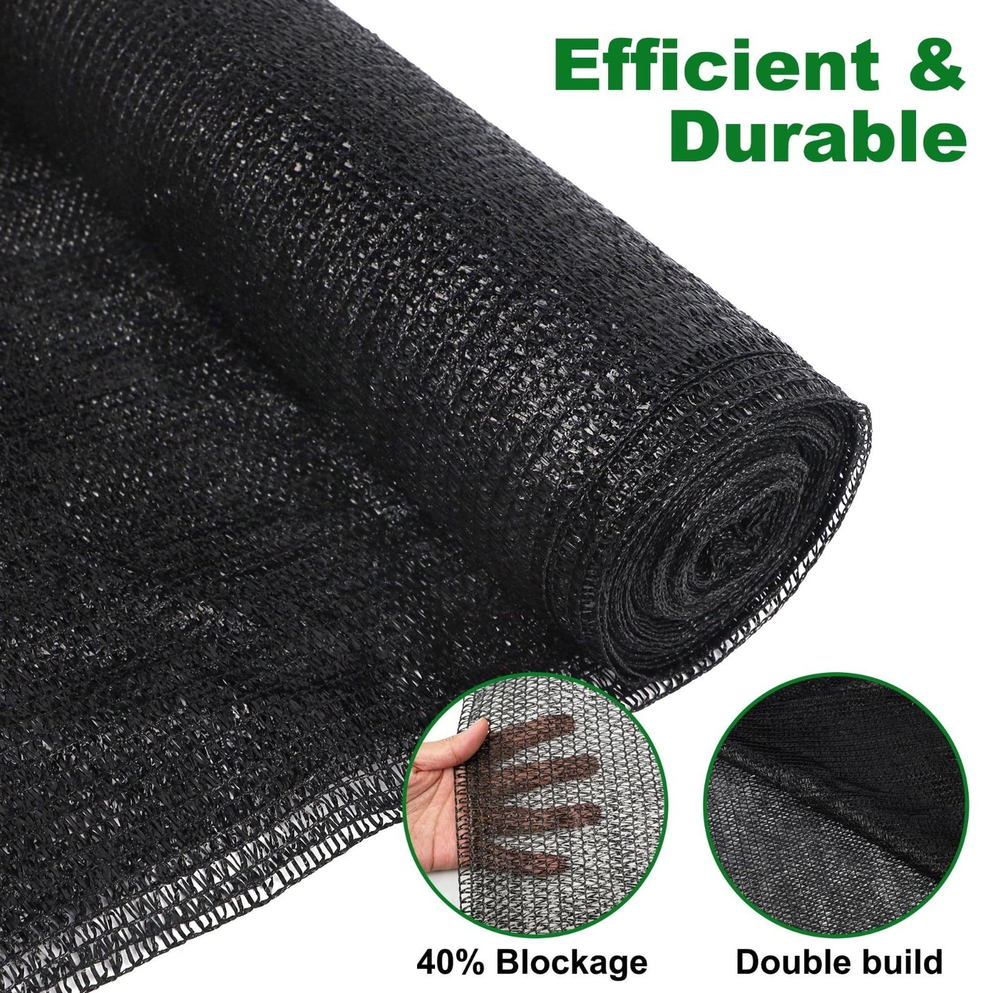 120x6 FT Outdoor Shade Cloth - 40% Black Mesh Tarp, UV Resistant Garden Cover7