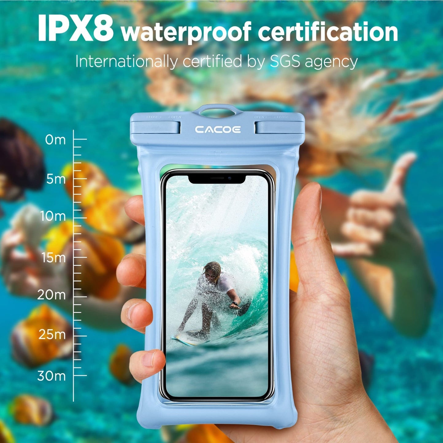 Waterproof Phone Pouch 2 Pack Floatable IPX8 Case for 7" Phones, Lanyard, Dry6