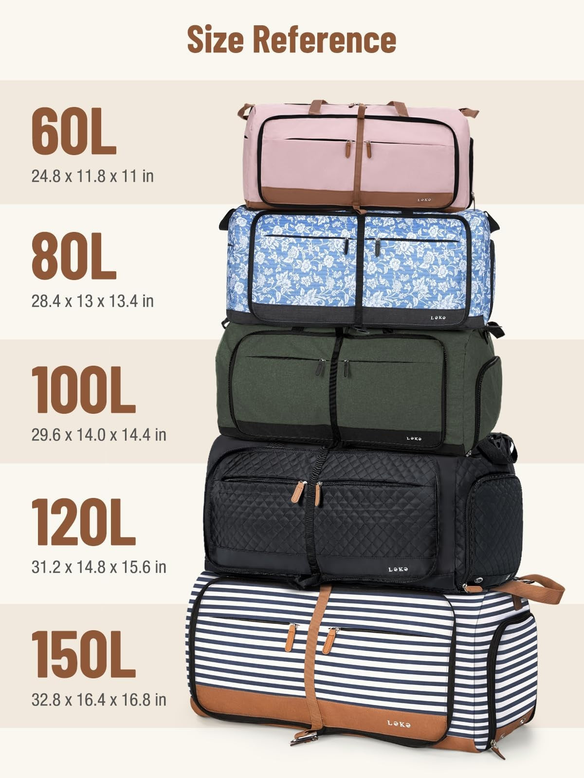 Large Foldable Travel Duffle Bag for Women - 80L, Weekend Carry-On, Shoe Compart5