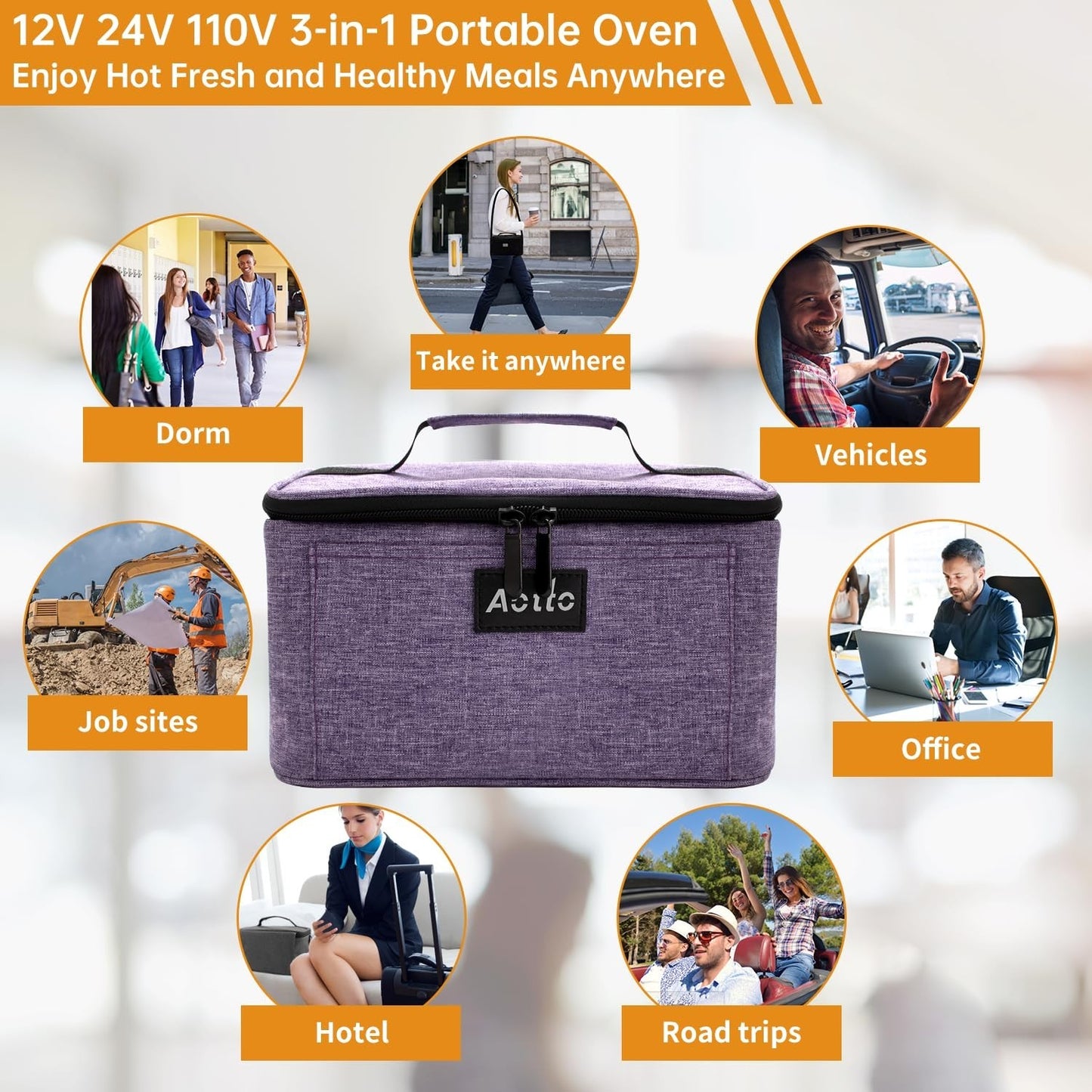 3-in-1 Portable Electric Lunch Box Food Heater, 12V/24V/110V Car & Home Warmer5