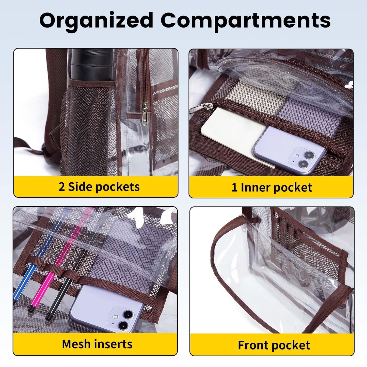 Heavy Duty Clear PVC Backpack with Reinforced Straps - Large Capacity for Colleg6