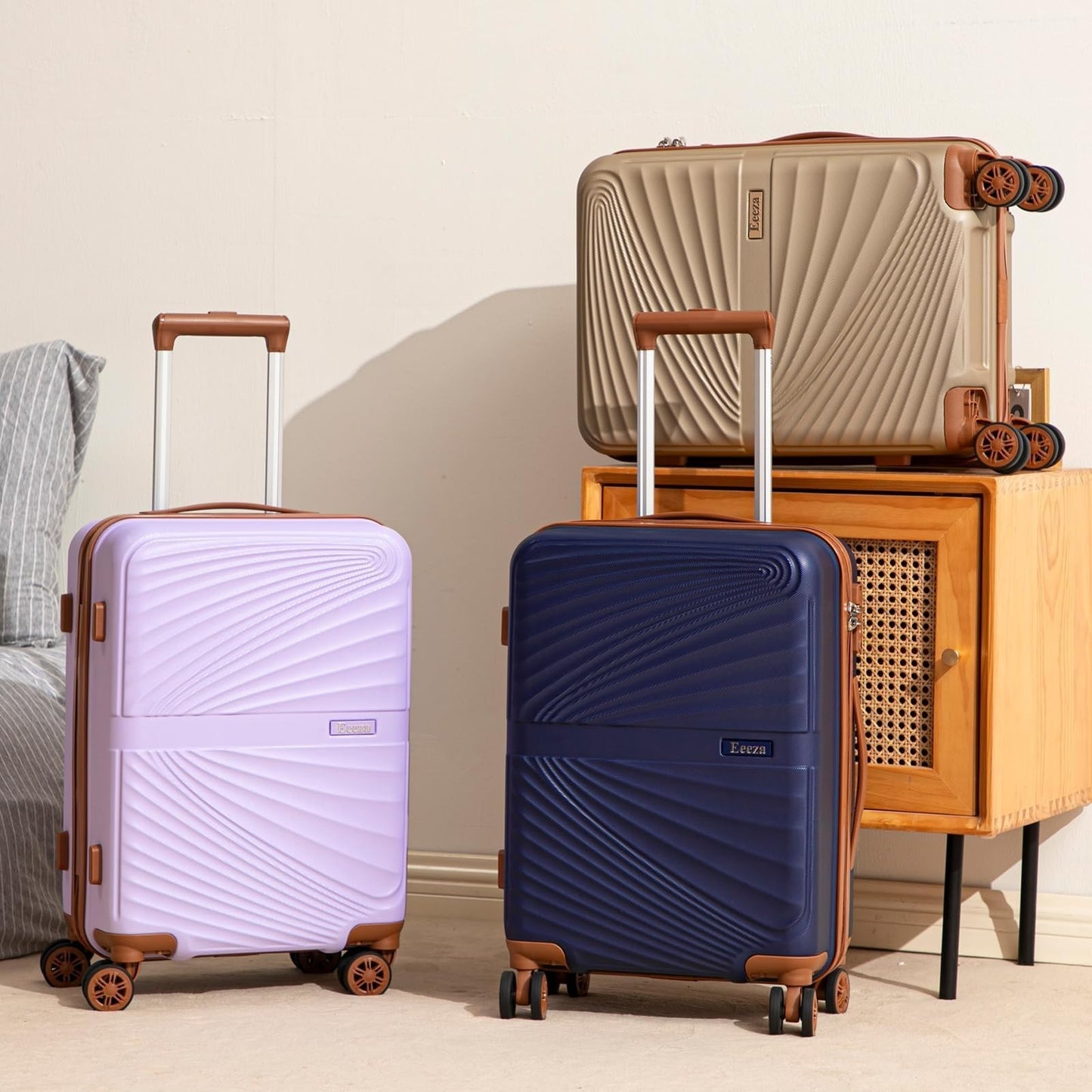 3-Piece Carry-On Luggage Set - Lightweight ABS Hardshell, 360° Spinner Wheels, T8
