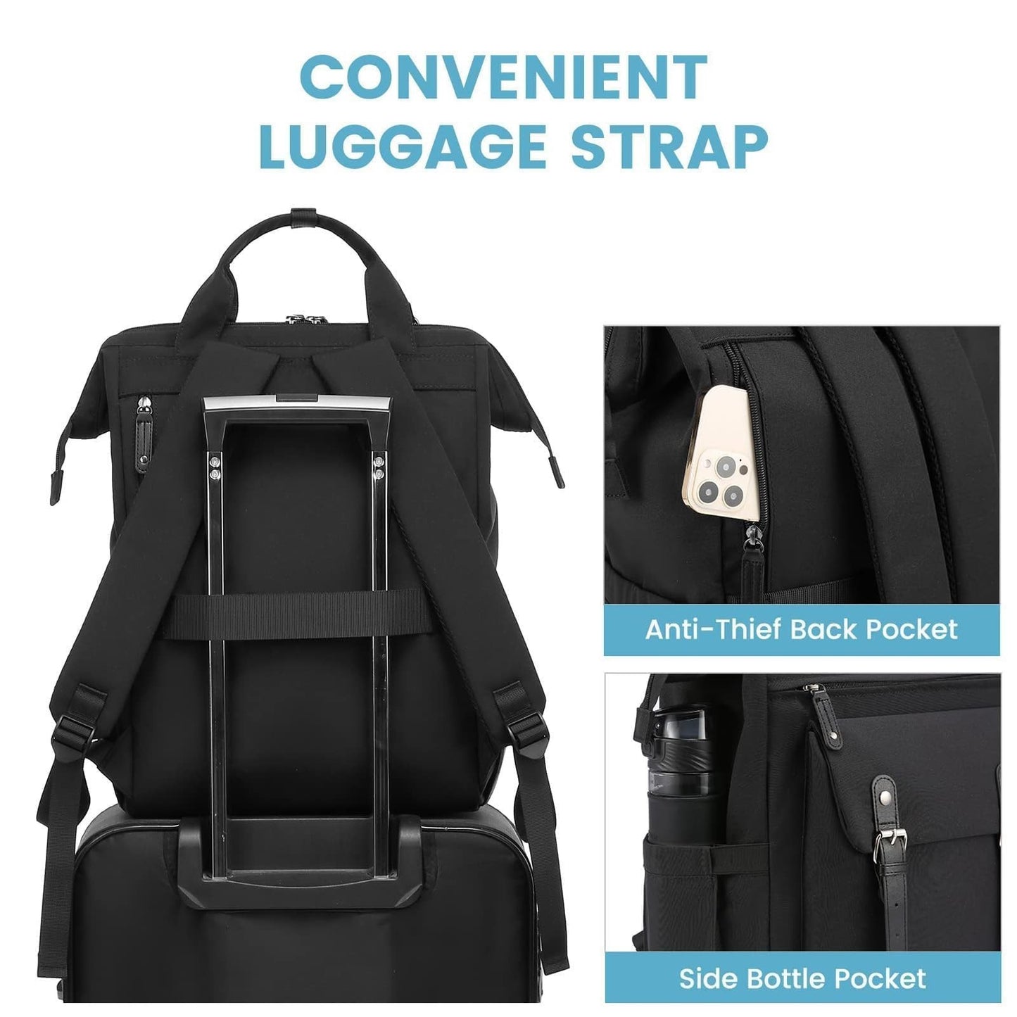 Stylish 15.6" Laptop Backpack for Women, Water Resistant Travel Bag, College Boo4