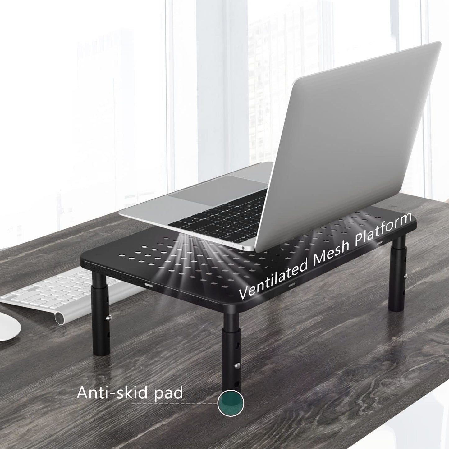 Adjustable Monitor Stand Riser with Storage, Desk Organizer for Home/Office, Bla8