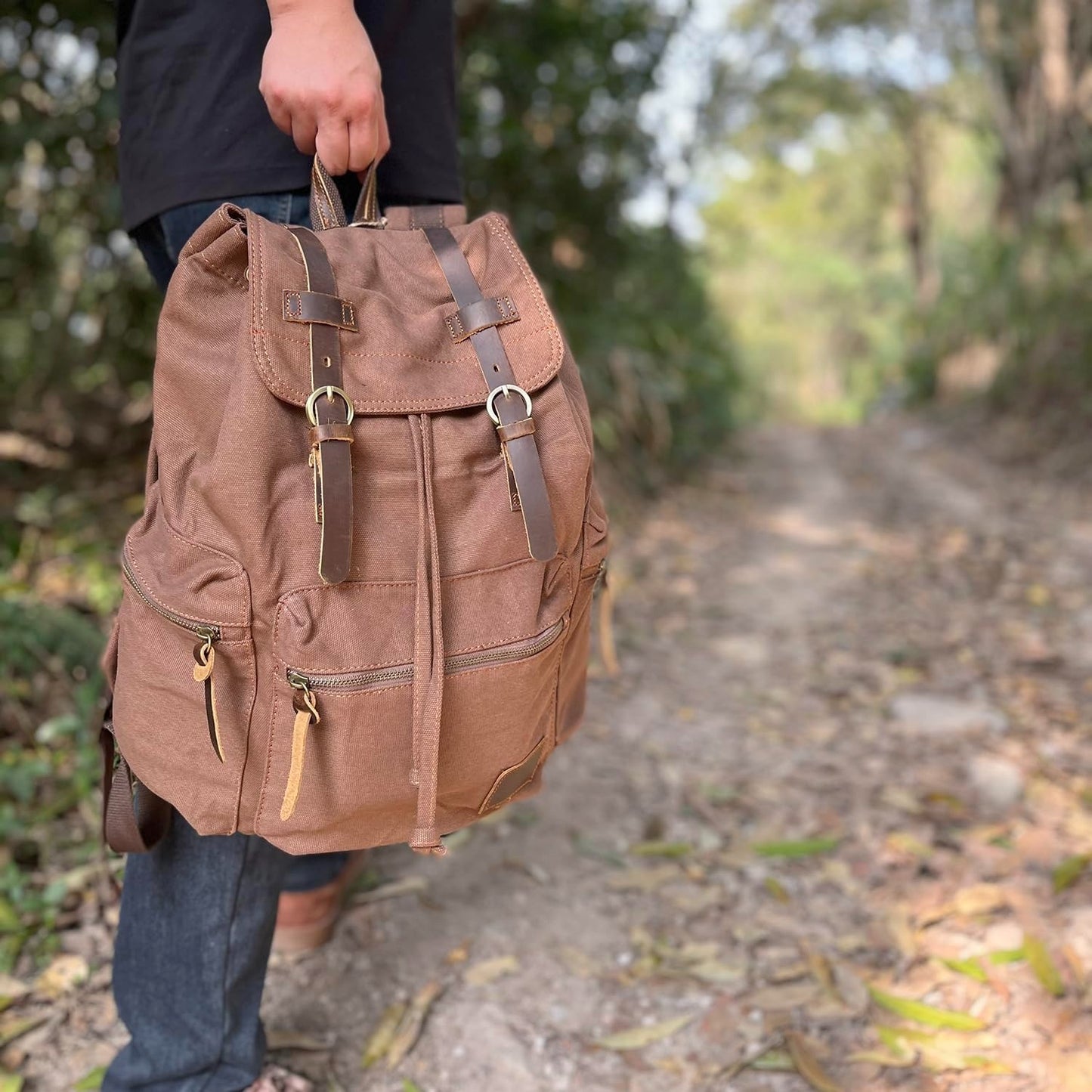 High Capacity Vintage Canvas Backpack for School, College, Hiking & Travel Fit7