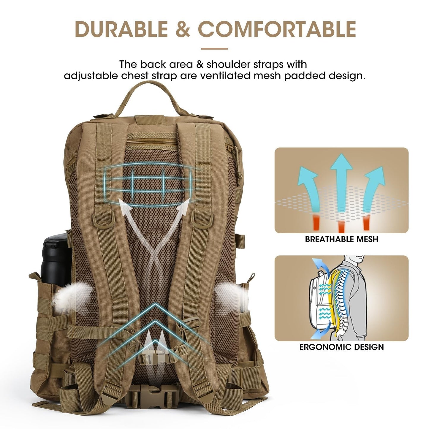 Tactical Military Backpack for Men 3 Day Survival Bag, Outdoor Gear, Tan6