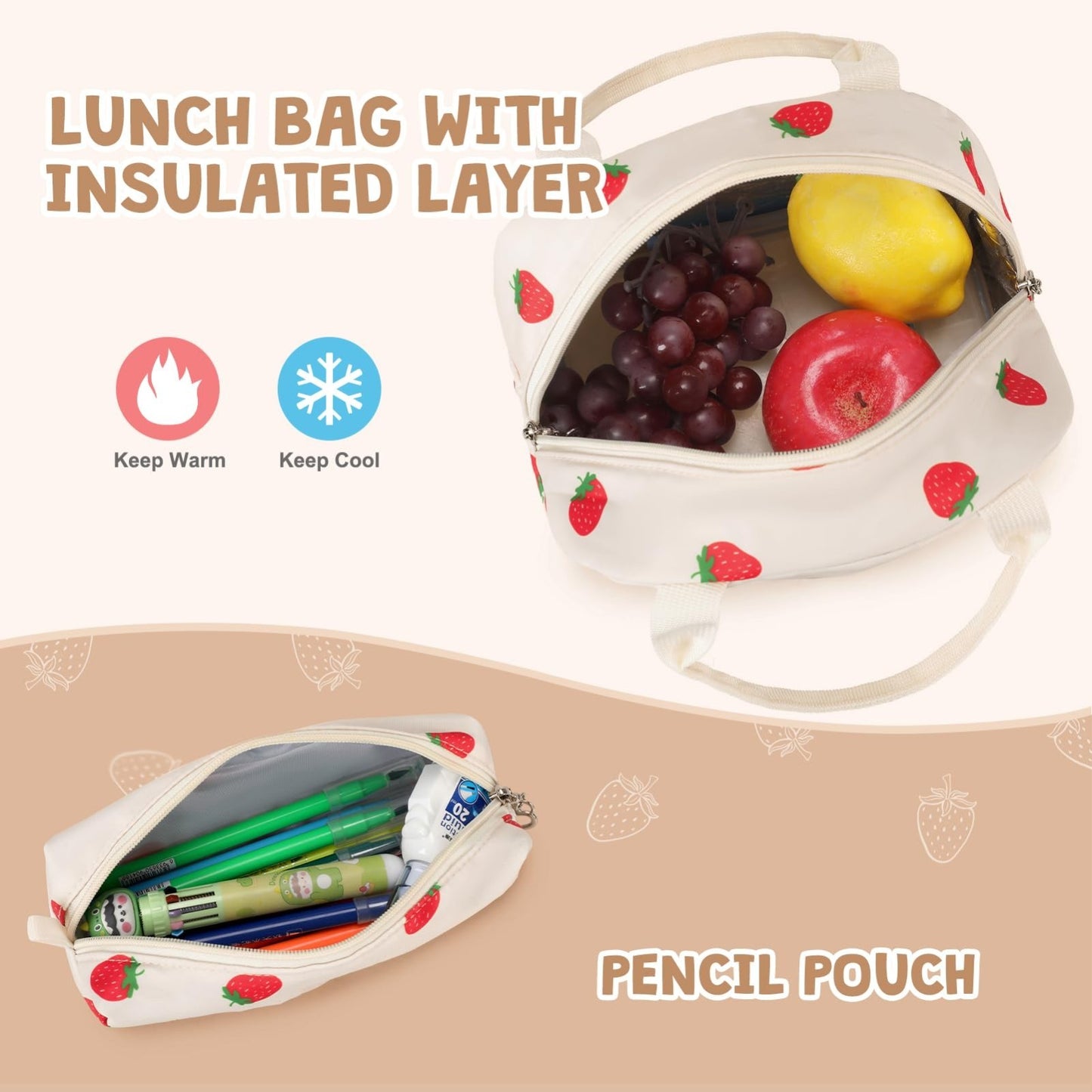 Stylish Girls Backpack Set with Tote, Crossbody Bag, Lunch Bag & Pencil Pouch 6