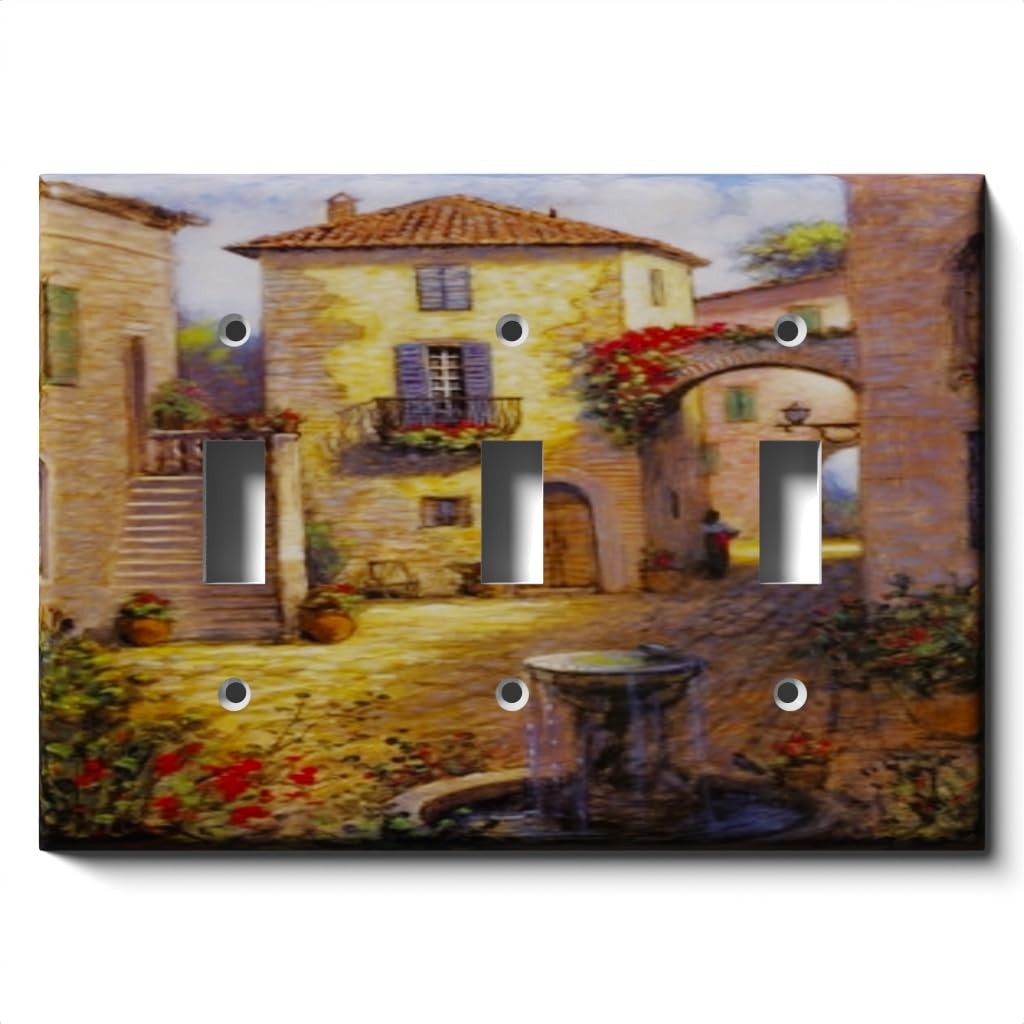 Decorative Italy Square Light Switch Cover - Triple Toggle Wall Plate, Home Deco1