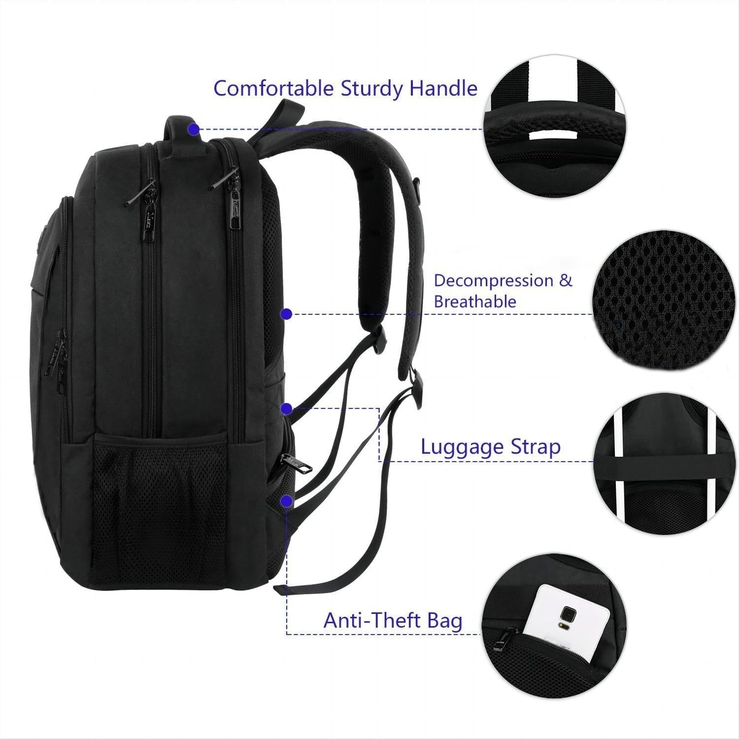 15.6" Business Laptop Backpack, Travel Work Bag for Men & Women, Durable & Styli9