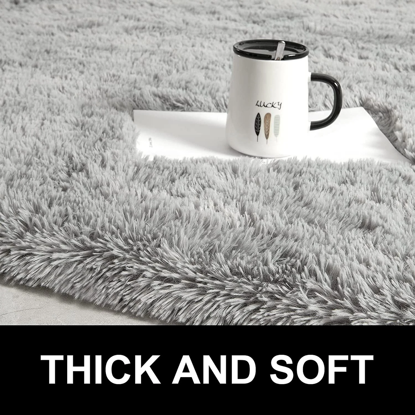 LOCHAS Ultra Soft Indoor Modern Area Rugs Fluffy Living Room 2' x 3', Black1
