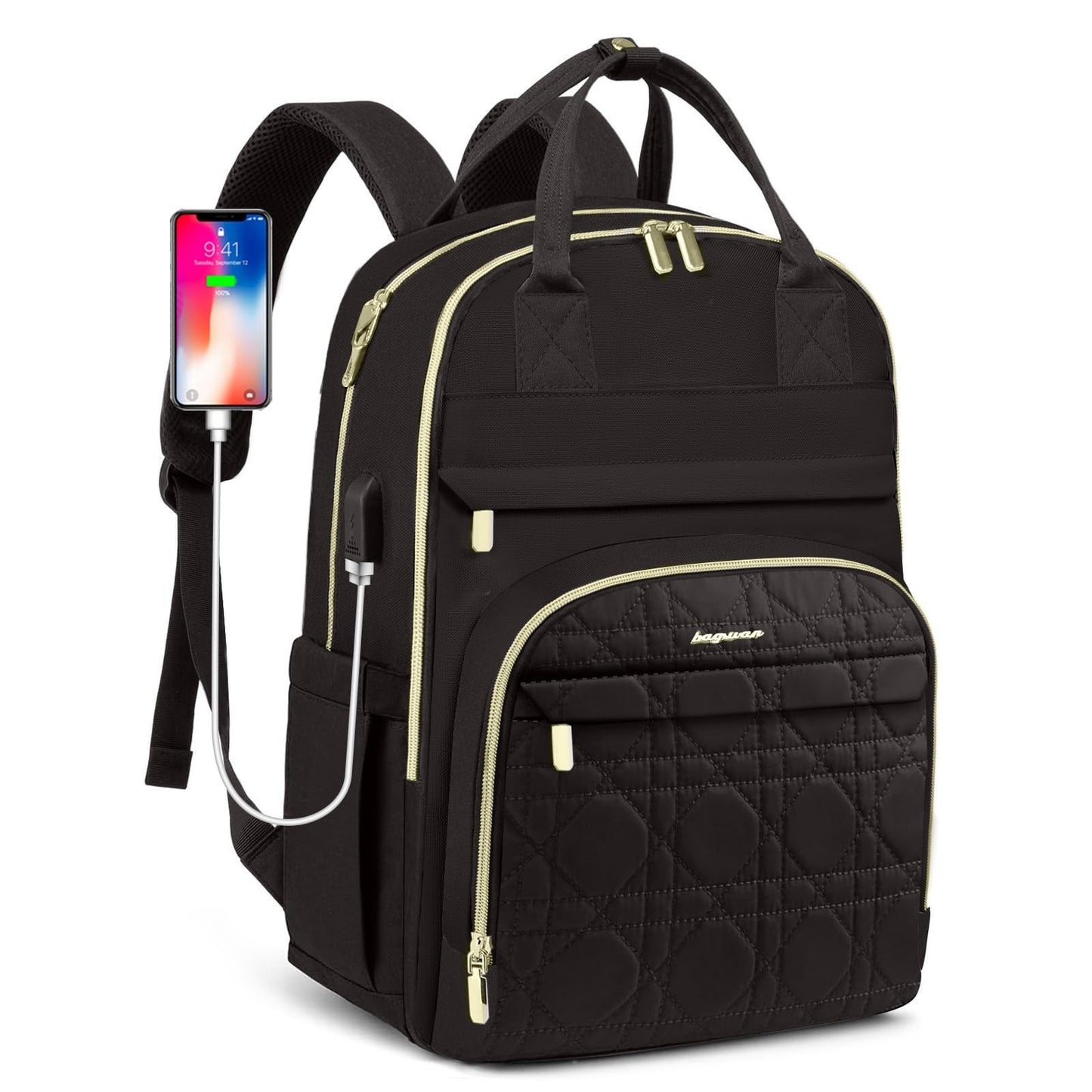 Stylish 15.6" Laptop Backpack for Women & Teens Waterproof, USB Charger, Casua8