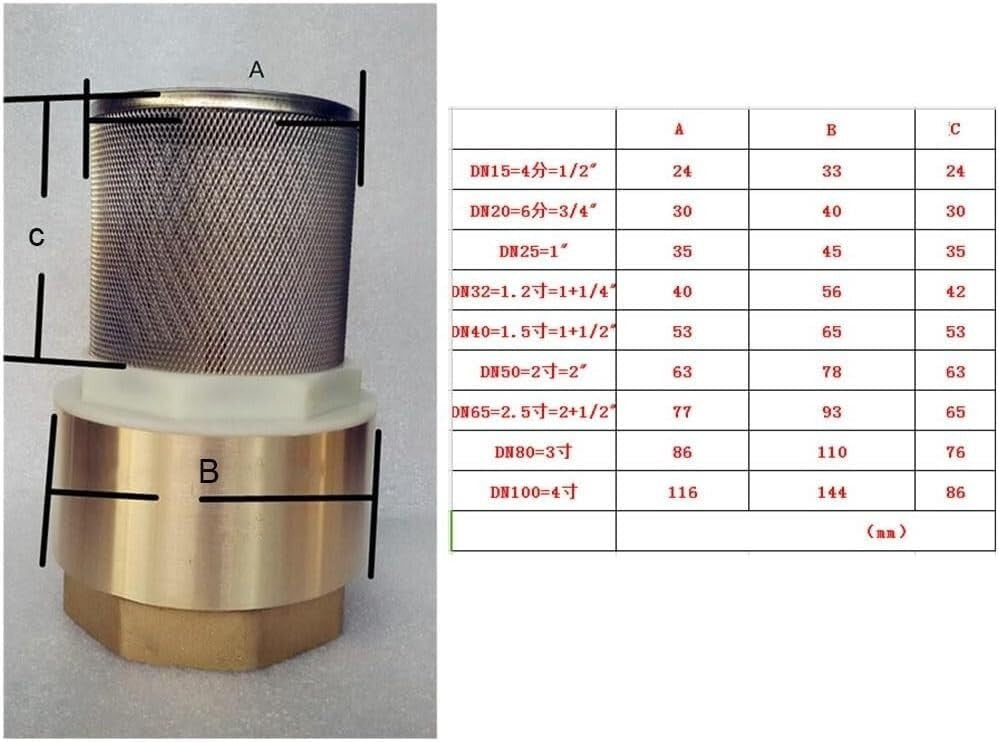 Garden Hose Water Filter Pump - Brass 304 Stainless Steel Mesh Suction Valve DN12