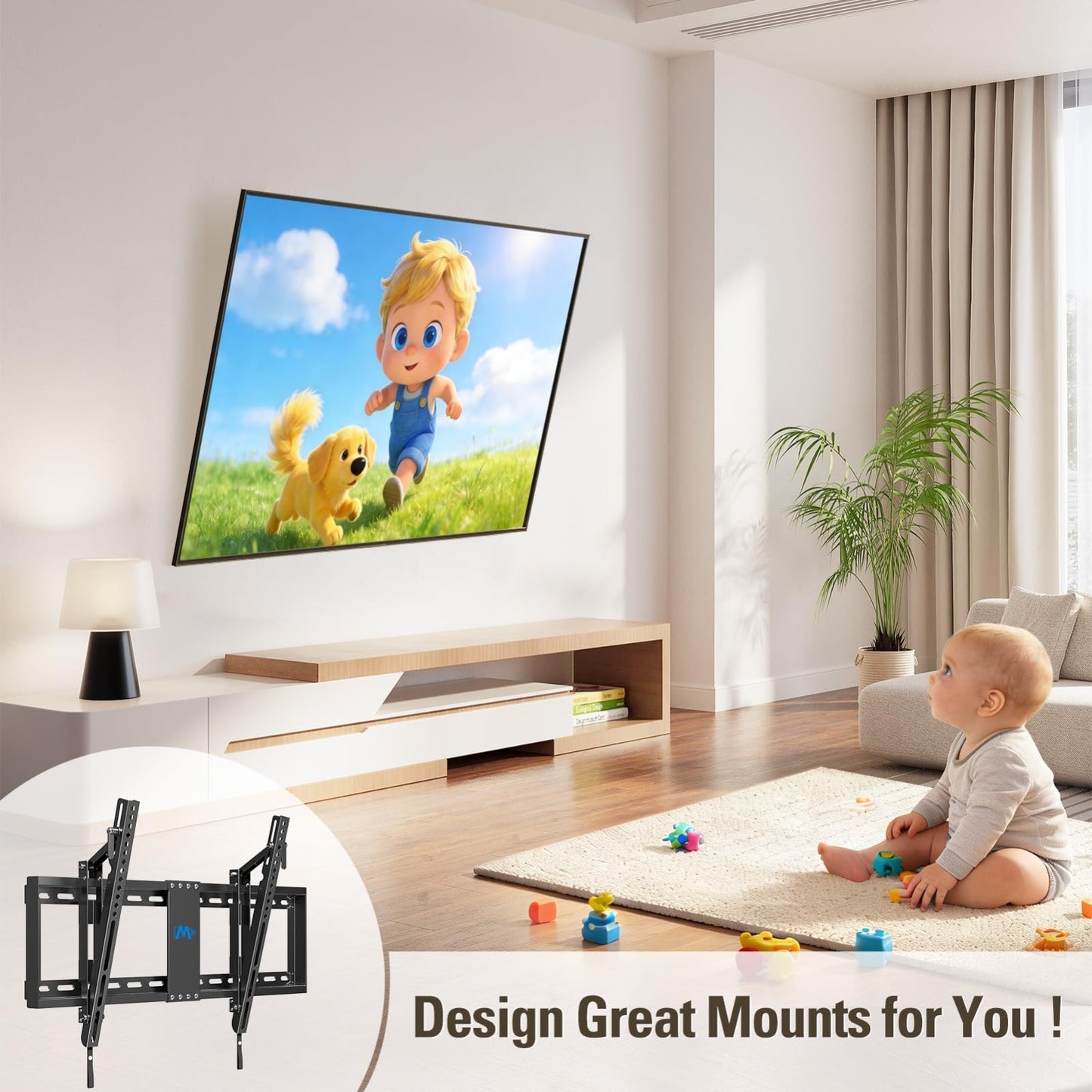 Universal Tilt TV Wall Mount for 42 70 Inch TVs, VESA 200x100 to 600x400mm, 20°7