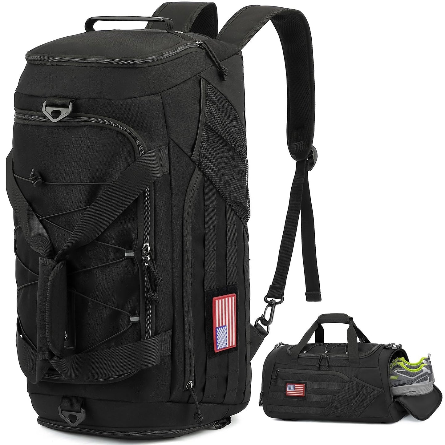 Multi Functional 45L Tactical Gym Duffle Bag Backpack with Shoe Compartment & We7