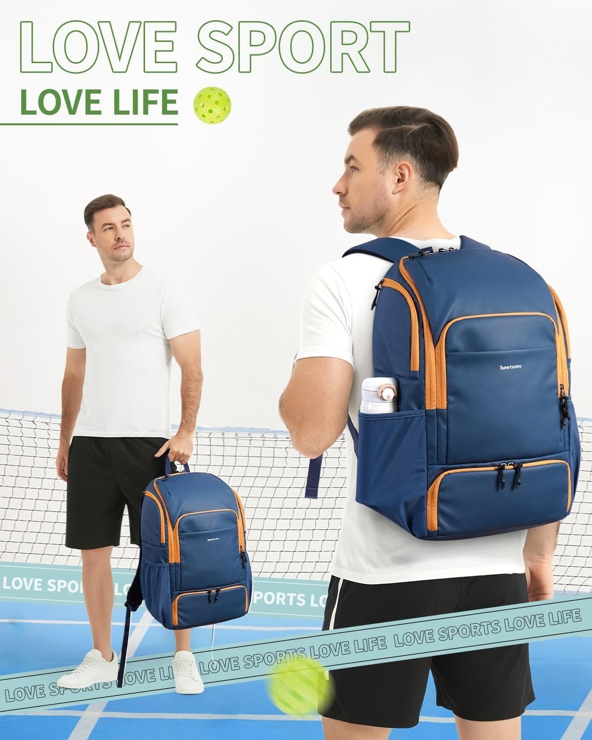 Waterproof Pickleball Bag with Shoe Compartment & Fence Hook | 30L, 2 Pockets, A8