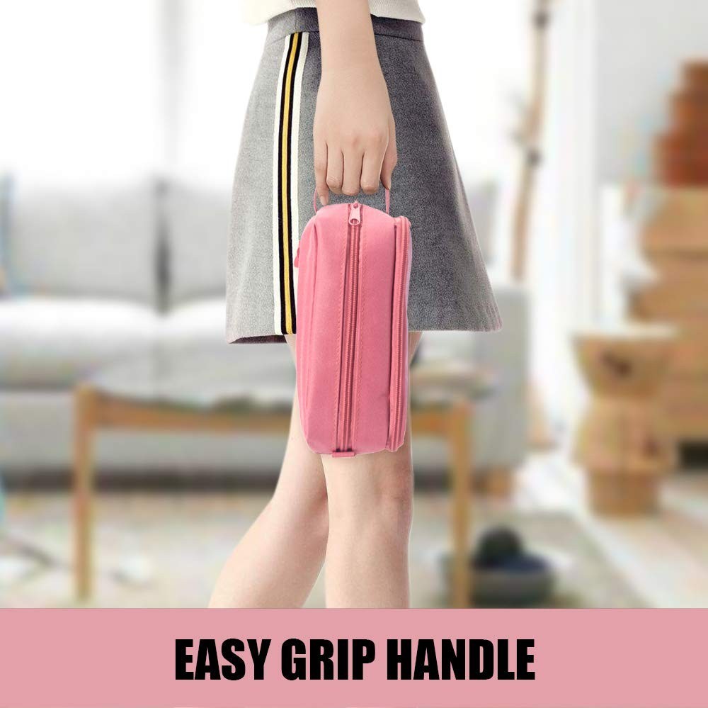 High Capacity Pencil Case Organizer Big Pouch with Easy Grip Handle, Pink4