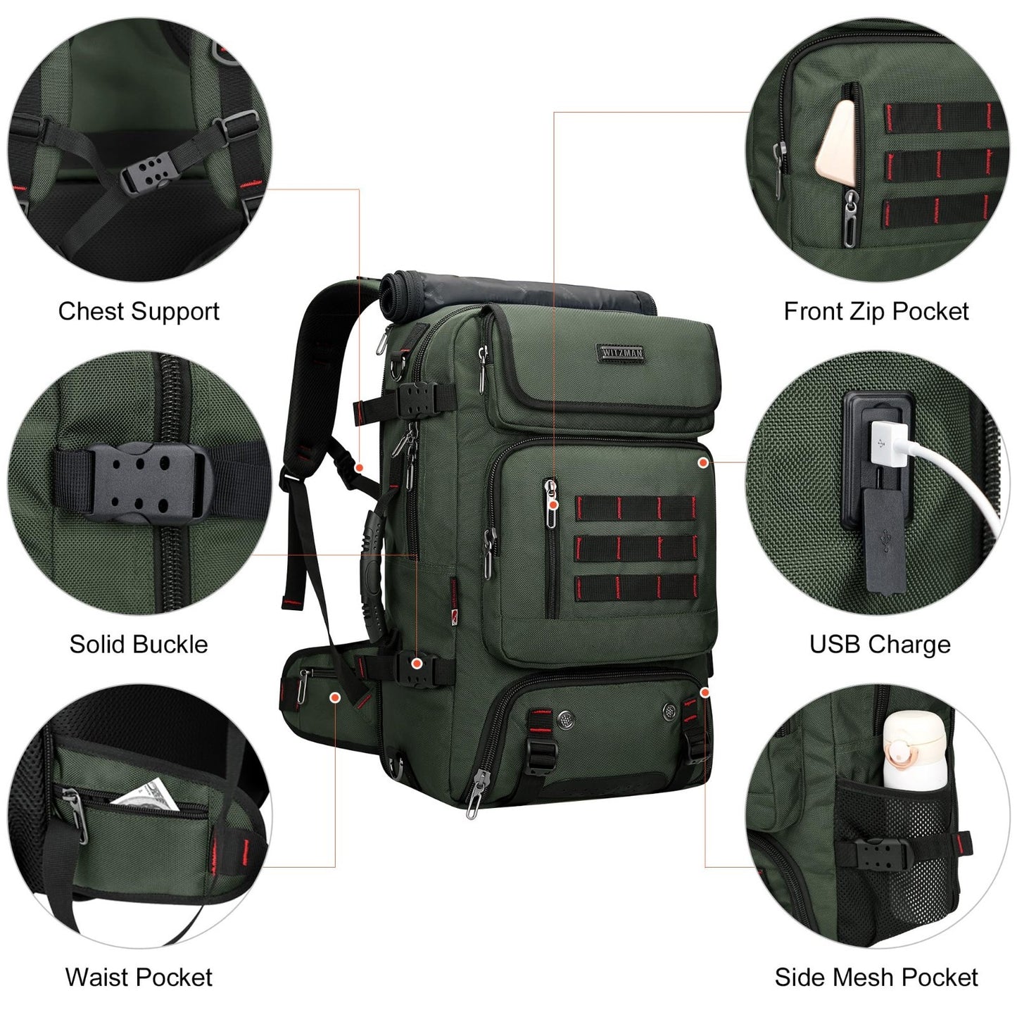 Travel Backpack for Men, Airline Approved Carry On, Fits 16" Laptop, Durable & S8