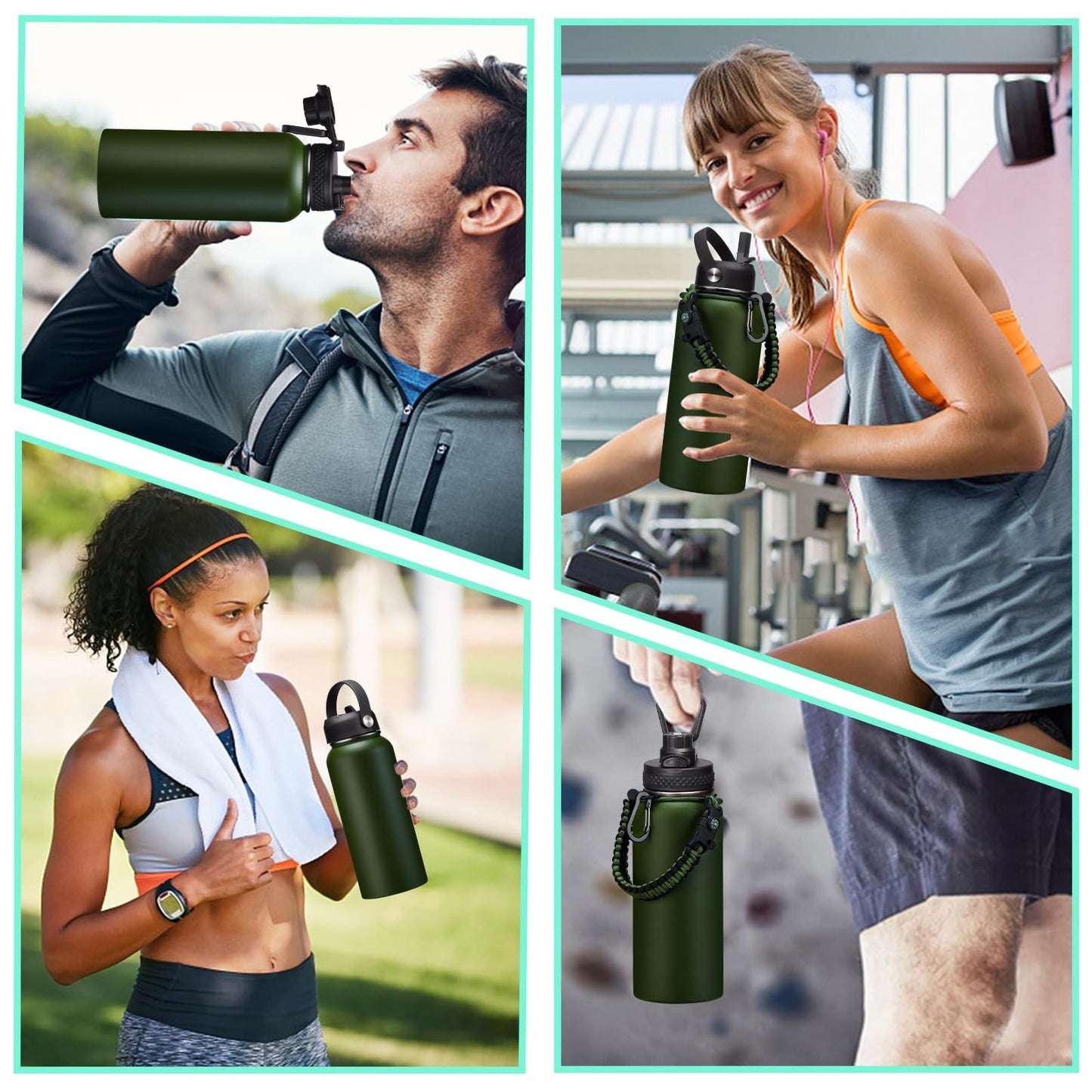 32 oz Insulated Water Bottle Stainless Steel Vacuum Flask, Cold 48h, Hot 24h,7