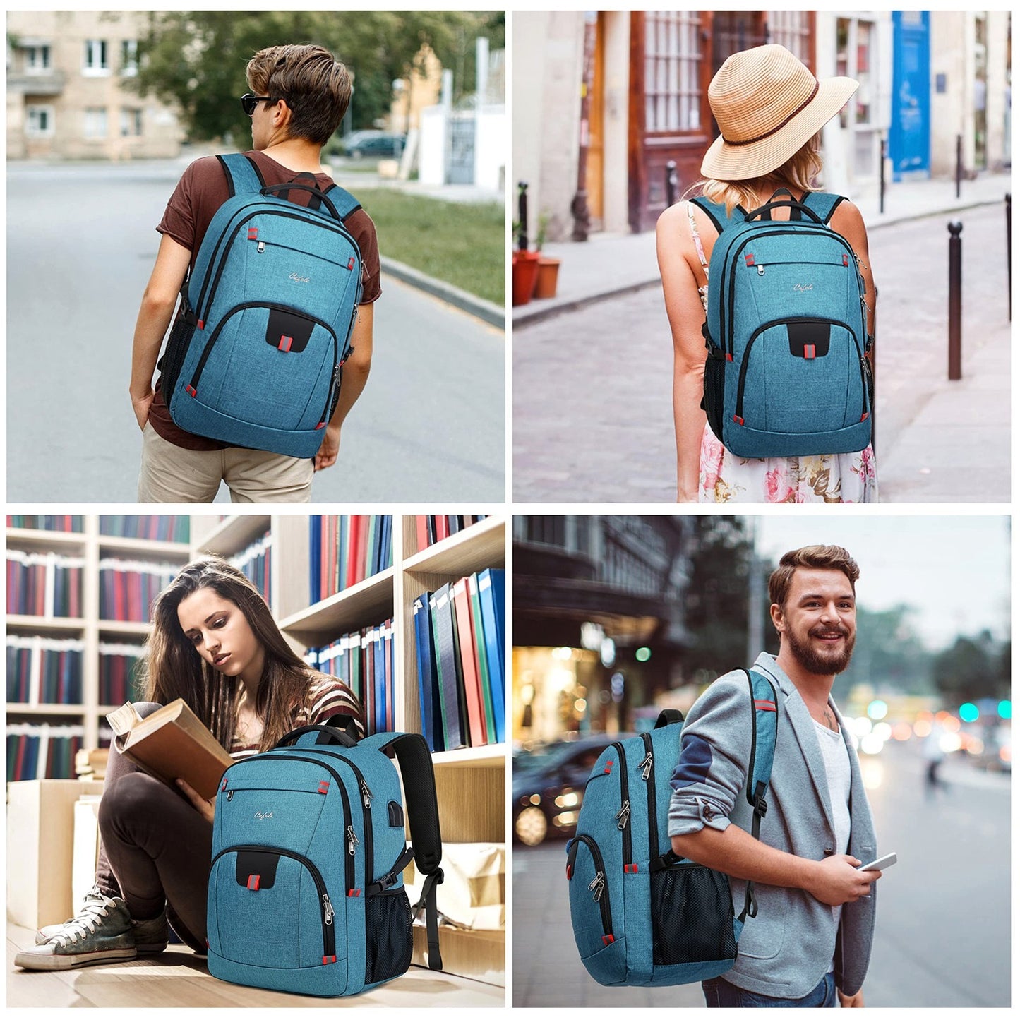 Stylish 17.3" Laptop Backpack for Men & Women School, Travel, Business, Lake B6