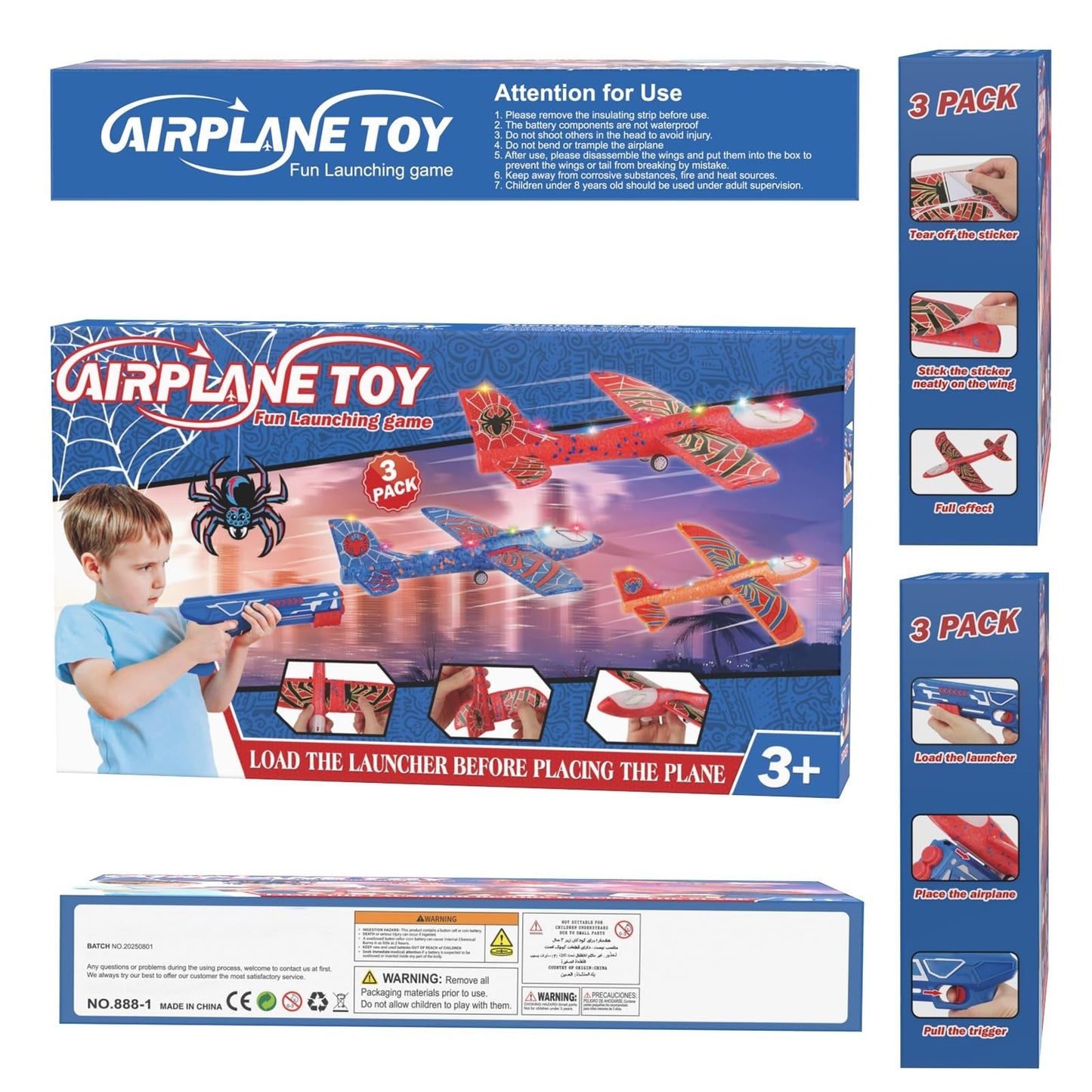 3 Pack LED Foam Glider Airplane Launcher Toys | Catapult Plane, 2 Flight Modes,8