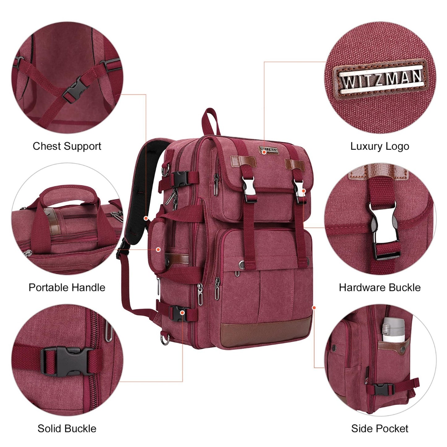 Large Canvas Travel Backpack for Women, 16 Inch Laptop Compatible, Stylish & Dur7
