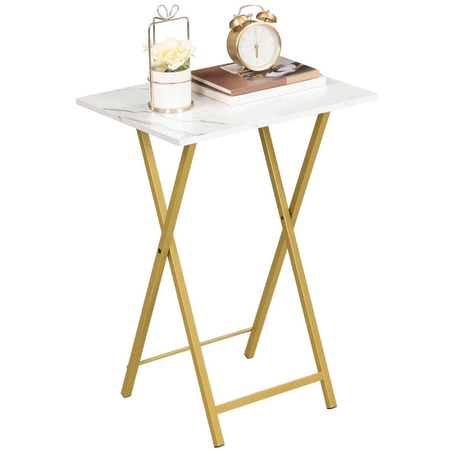 Folding TV Tray Tables Set of 2 - Space-Saving Snack Tables for Couch, Easy Asse8