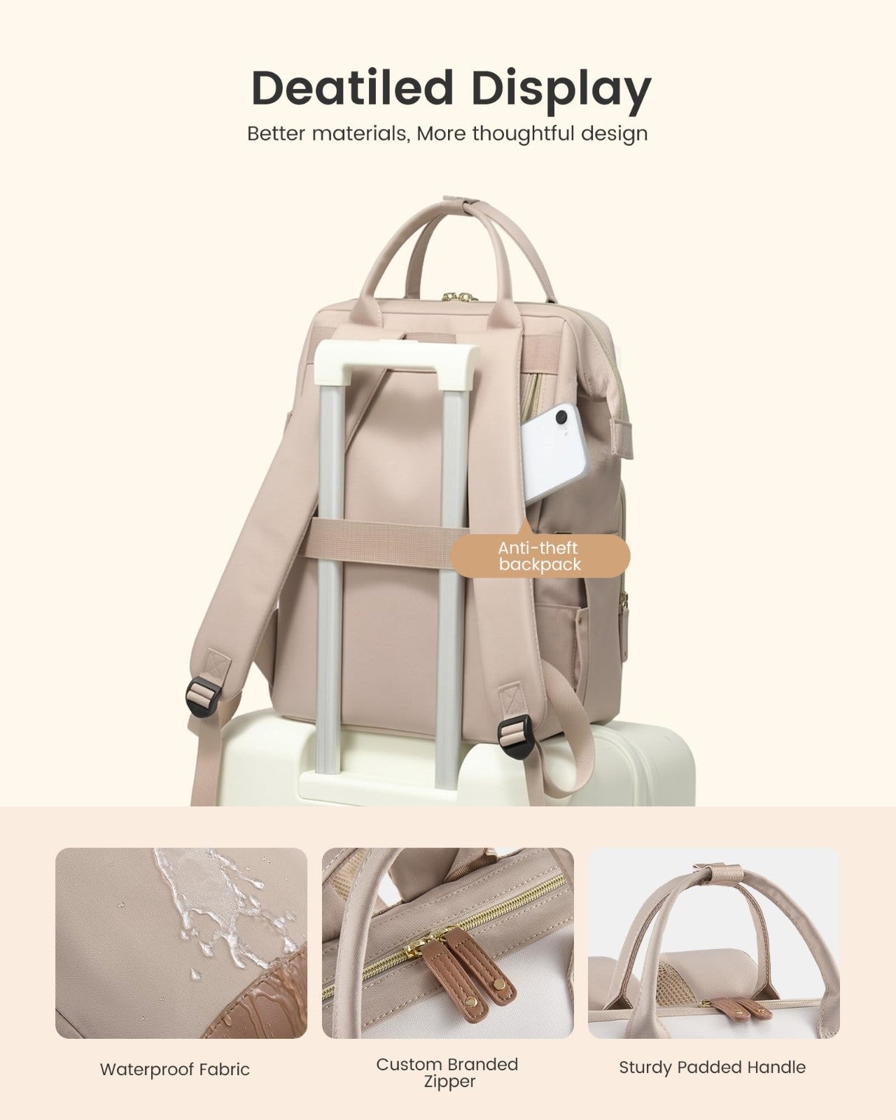 Large Capacity Laptop Backpack for Women 15.6" Waterproof Work Bag, Travel & S5