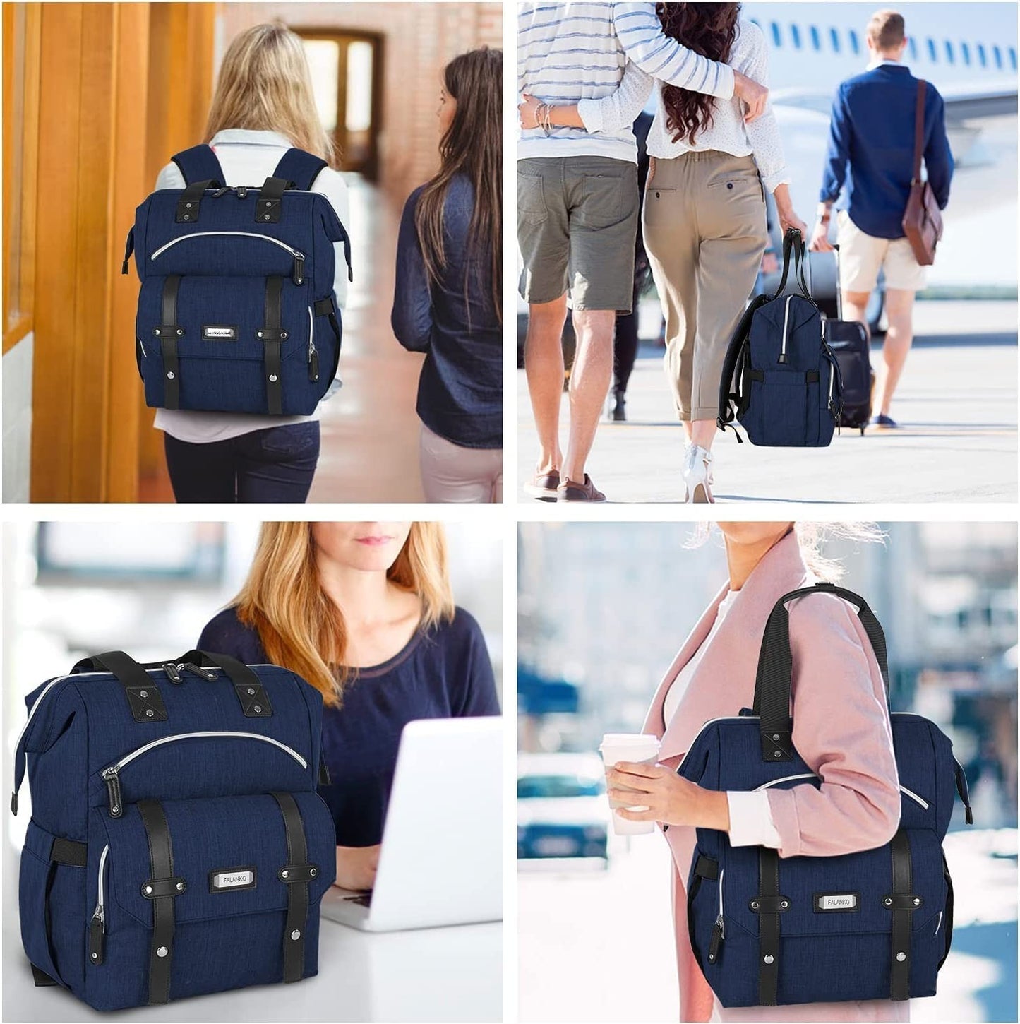 Stylish Laptop Backpack for Women & Men, RFID Anti Theft, 15.6" College Work Bag6