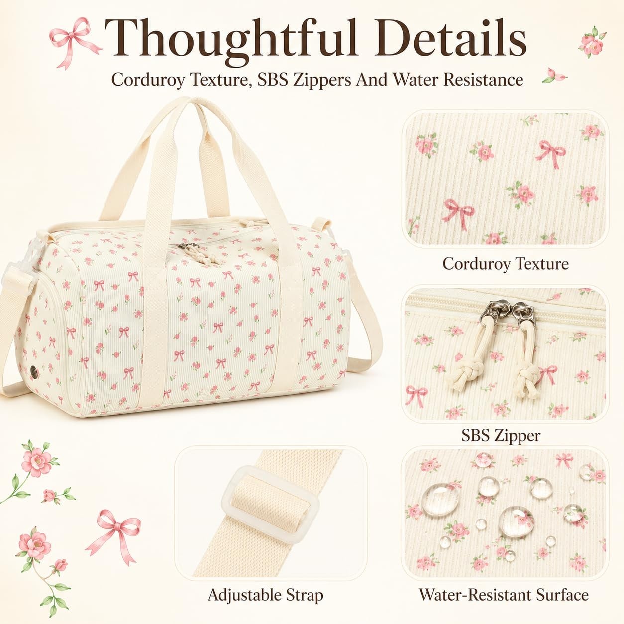 Cute Girls Duffle Bag with Shoe Compartment & Wet Separation - Waterproof Gym Tr8
