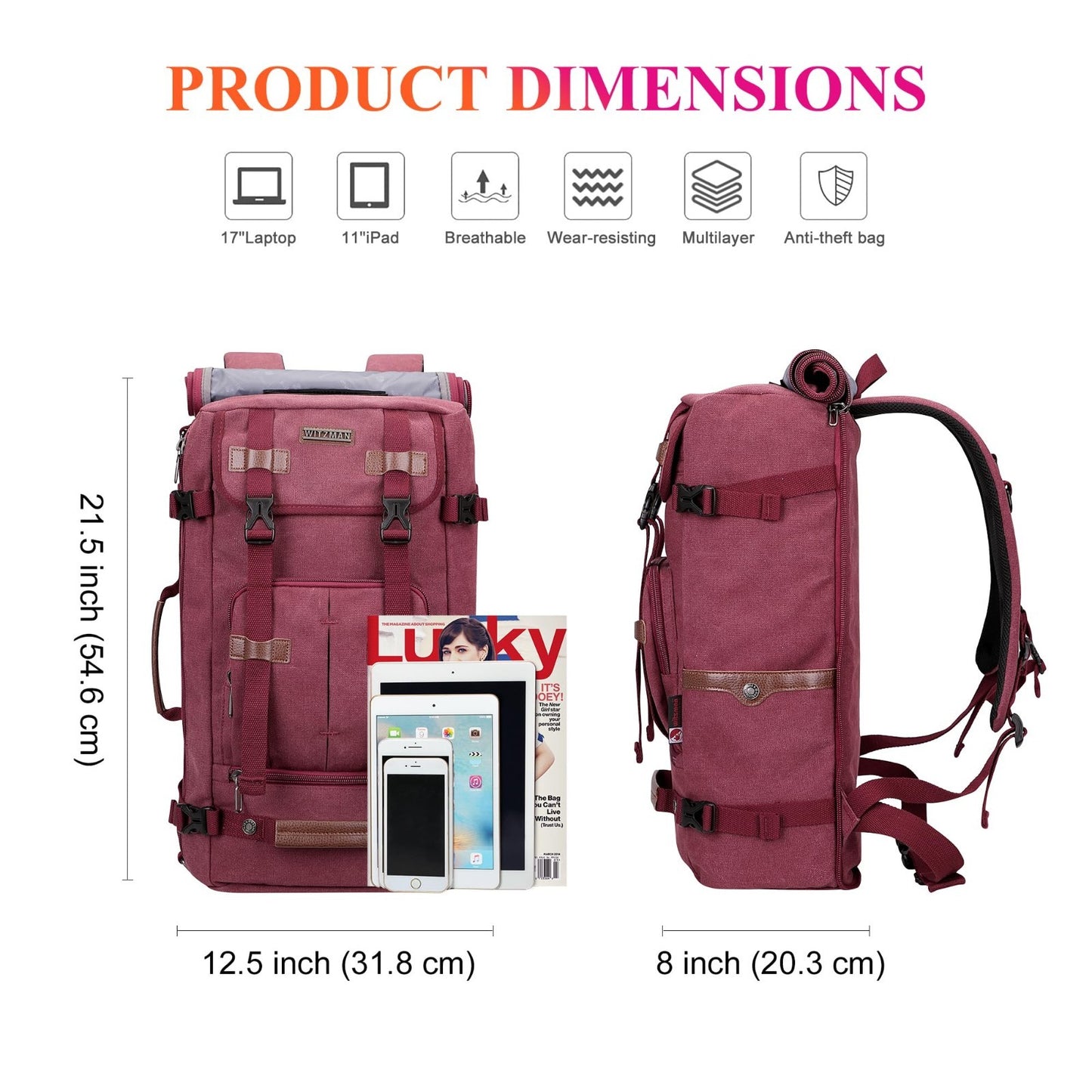 Vintage Canvas Travel Backpack for Women, Stylish Laptop Bag, Durable & Spacious7