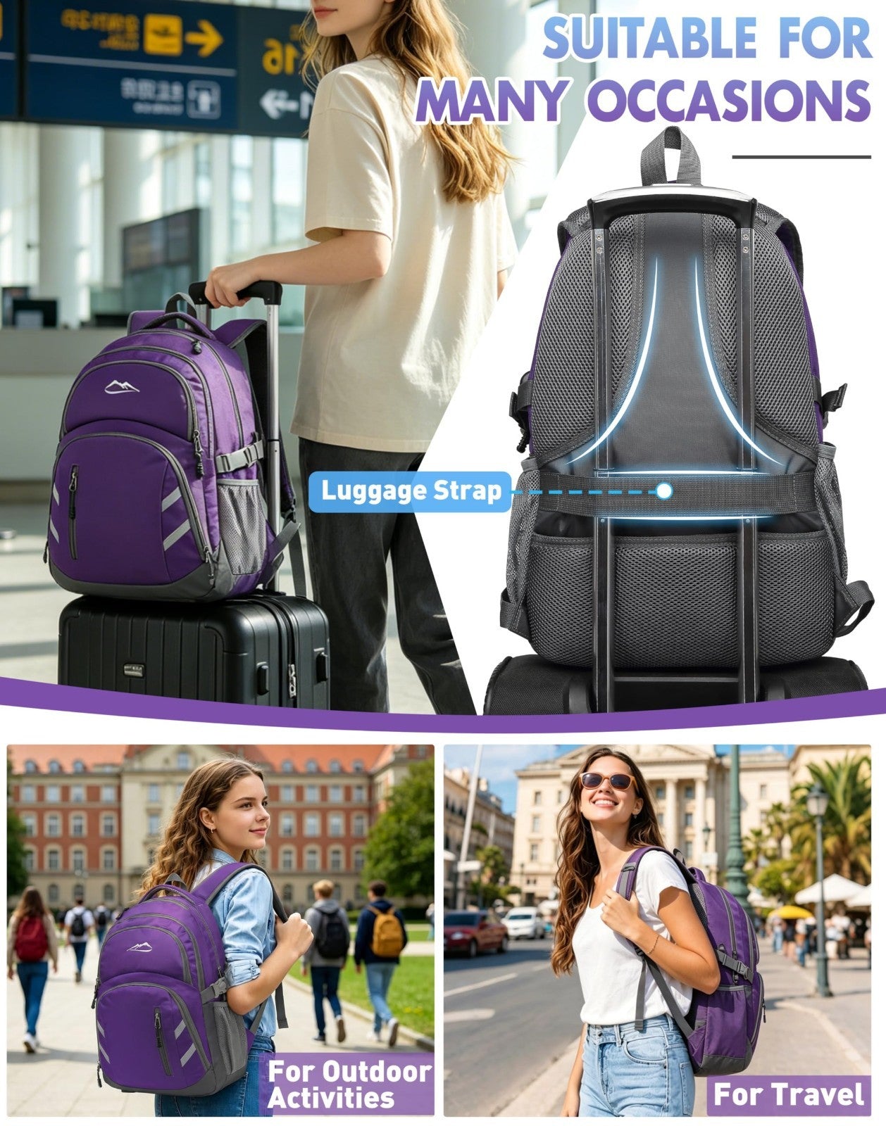 Extra Large College Laptop Backpack, 17" USB Charging, Multi Compartment, Anti T5