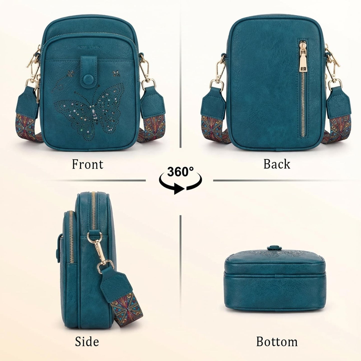 Stylish Leather Crossbody Bag for Women - Small Shoulder Purse with RFID Slots &6
