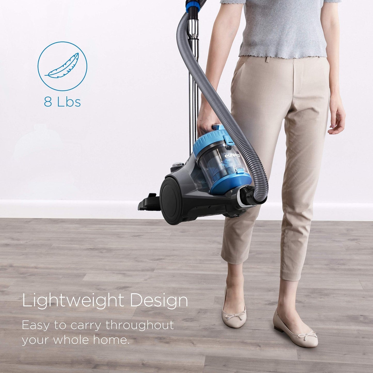 Lightweight Bagless Canister Vacuum Cleaner - Powerful Suction, HEPA Filter, 2-i6