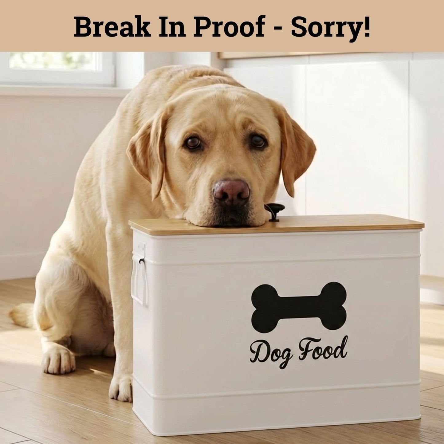 Airtight Metal Dog Food Container 15 20 lbs, 70 Cup Capacity, Bamboo Lid7