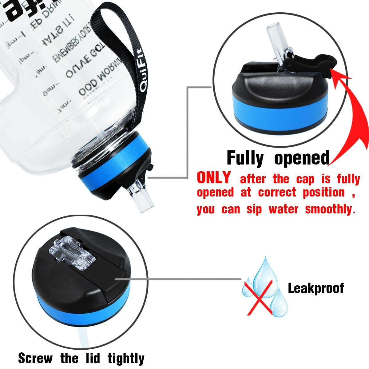 1 Gallon Motivational Water Bottle with Time Marker & Straw - BPA Free, Leak Pro5