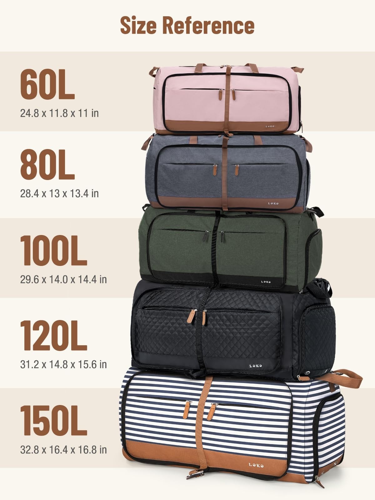 Large 80L Foldable Travel Duffel Bag for Women, Weekend Carry-On, Shoes Compartm5
