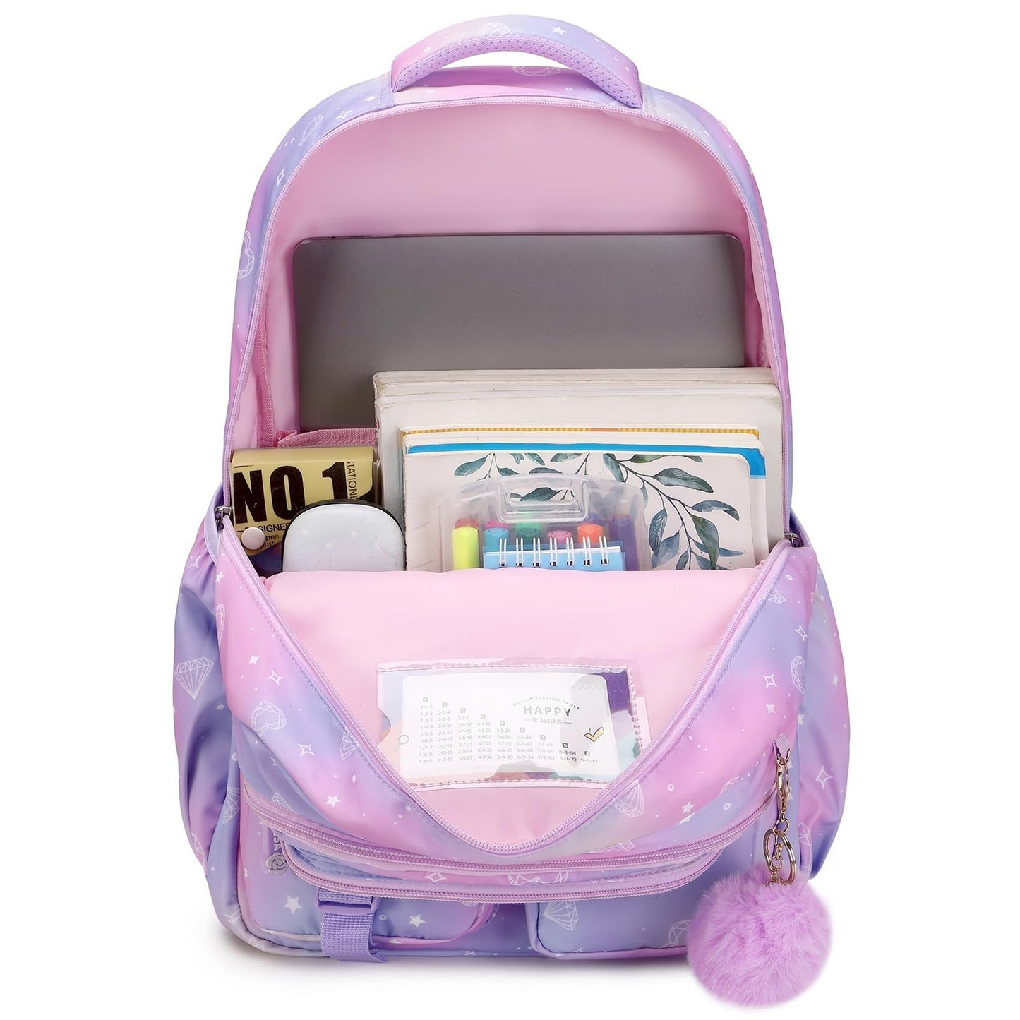 Kawaii Purple Kids Backpack - School Bag for Girls, Middle & Elementary Students10