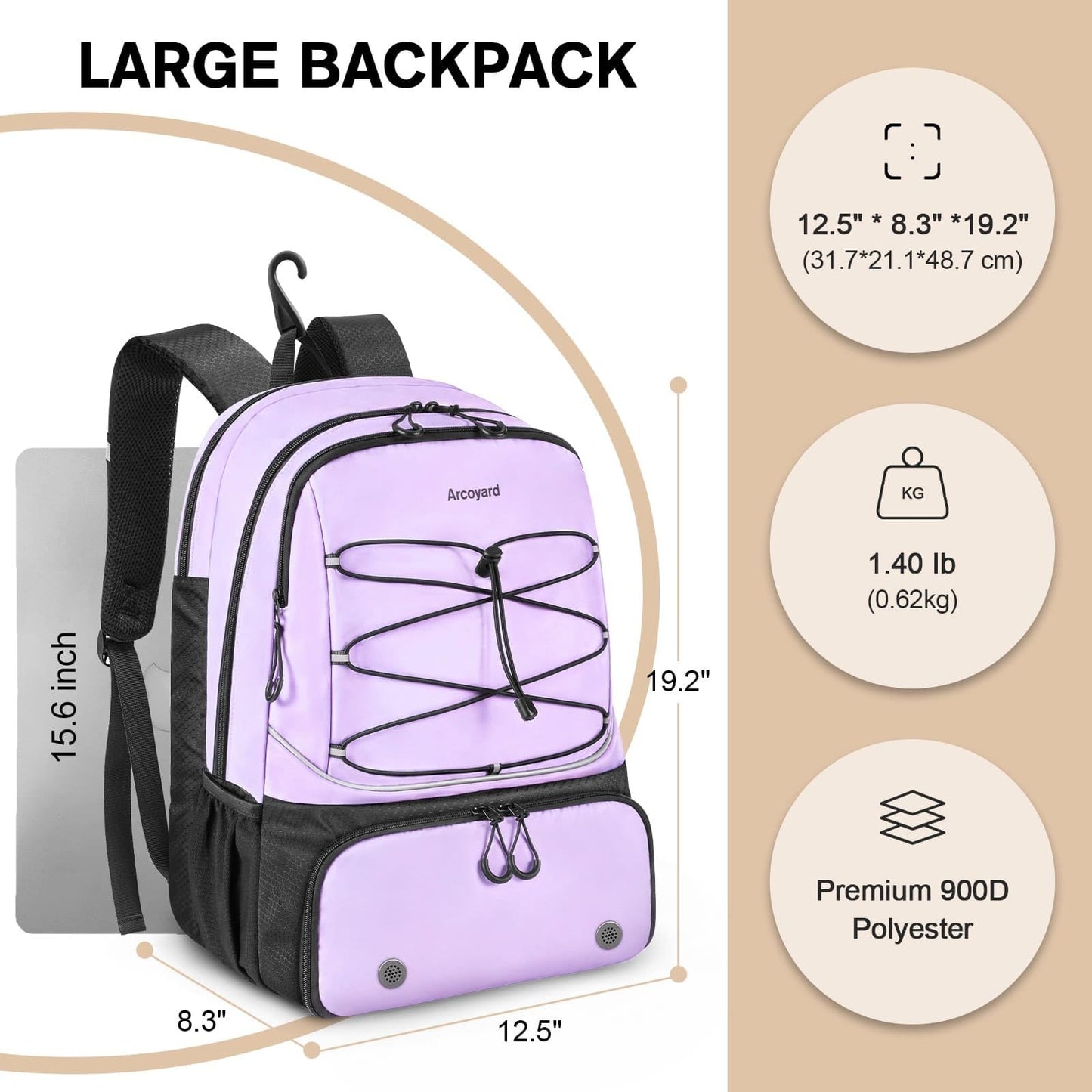 Tennis Bag for 2 Rackets, Professional Women's Tennis Backpack with Shoe Compart5
