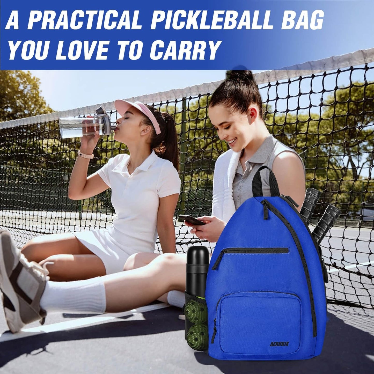 Large Capacity Pickleball Backpack - Padded Paddle Pocket, Adjustable Sling Bag11