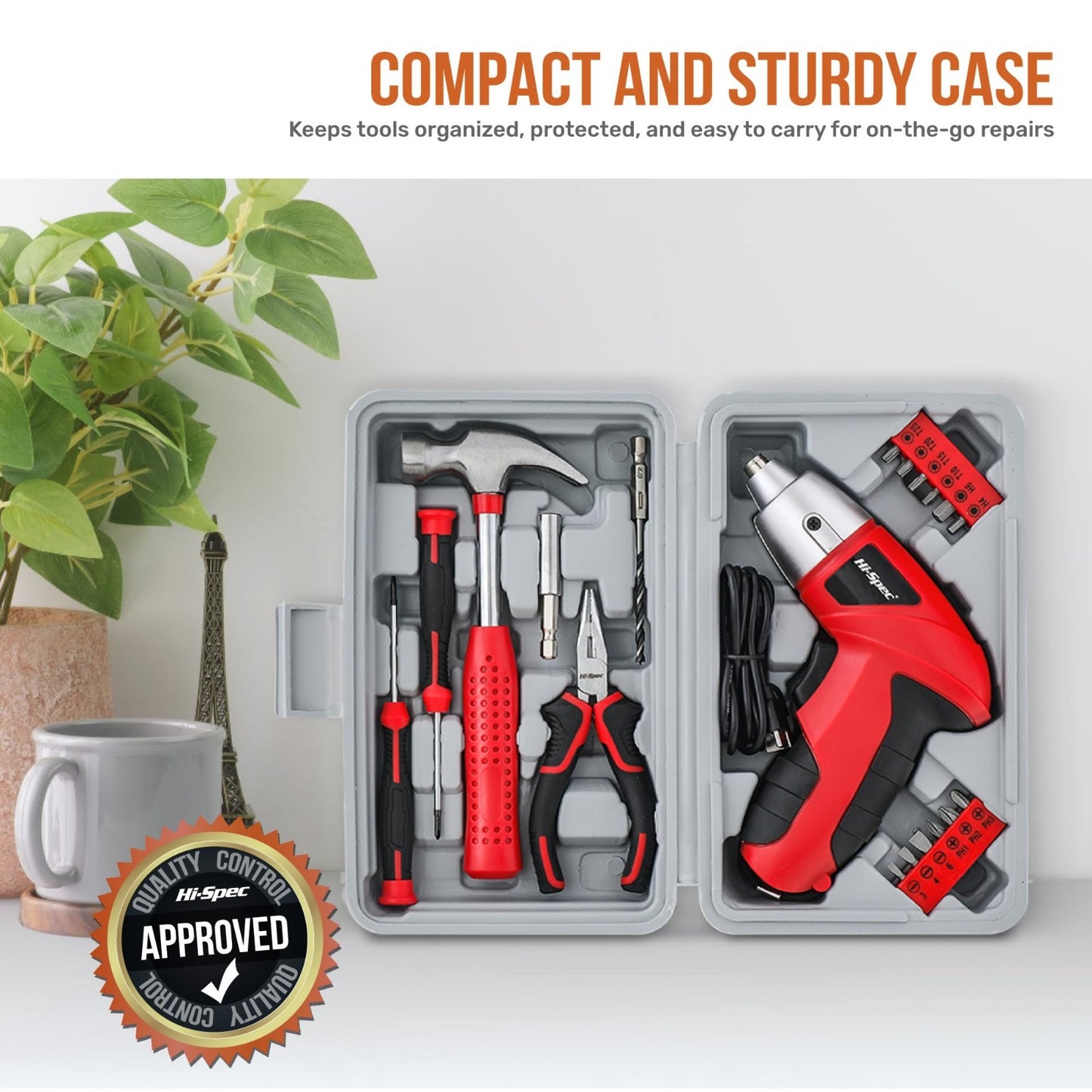 Compact 19pc USB Power Screwdriver & DIY Tool Kit LED, Quick Fixes, Organized6