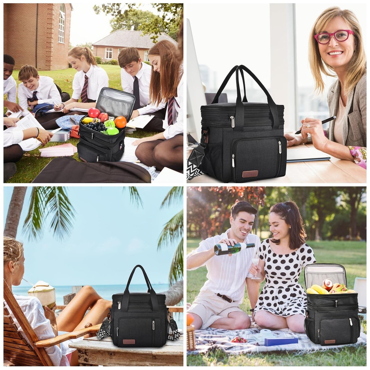 Optimized eBay Title: "Large Insulated Lunch Bag & Box - Double Deck, Leakproo8