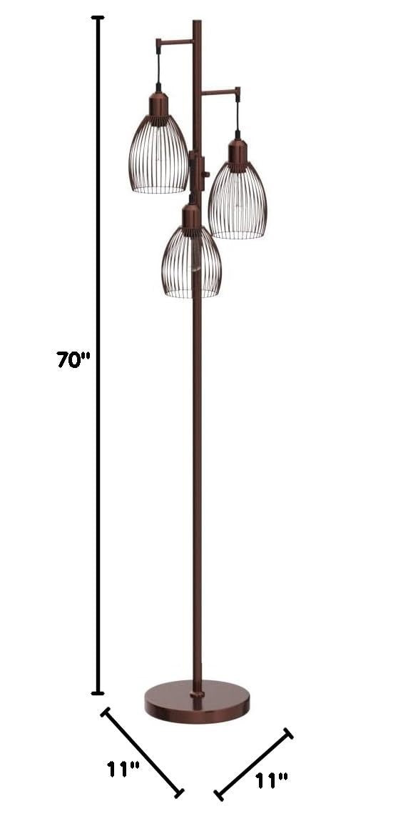 Dimmable Floor Lamp with 3 LED Edison Bulbs, Industrial Teardrop Design for Home8